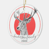 Elegante Deer Art Personalisiertes Weihnachten Keramik Ornament (Links)