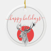 Elegante Deer Art Personalisiertes Weihnachten Keramik Ornament (Hinten)