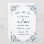 Elegante dekorative Barockhochzeit rettet das Datu Einladung (Vorne/Hinten)