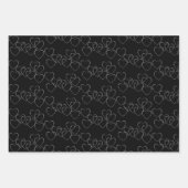 Elegante dekorative Herzklänge Silber und Schwarz Geschenkpapier Set (Vorderseite 3)
