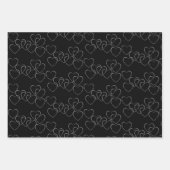 Elegante dekorative Herzklänge Silber und Schwarz Geschenkpapier Set (Vorderseite 2)