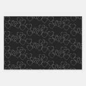Elegante dekorative Herzklänge Silber und Schwarz Geschenkpapier Set (Vorderseite)