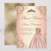 Elegante dekorative Rose Gold Sweet 16 Einladung (Vorne/Hinten)