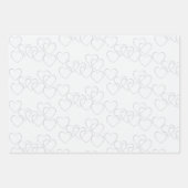 Elegante dekorative Silberherz-Charme auf Weiß Geschenkpapier Set (Vorderseite)