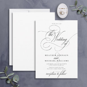 Elegante Delicate Black Modern Calligraphy Classic Einladung