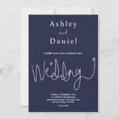 Elegante Delicate Navy Blue White Simple Wedding Einladung (Vorderseite)