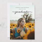 Elegante Delicate Script Foto Graduation Party Einladung (Vorderseite)