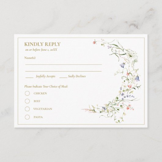 Elegante Delicate Watercolor Wildblume UAWG Begleitkarte (Vorderseite)