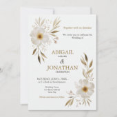 Elegante Delicate White Rose Wedding Einladung (Vorderseite)