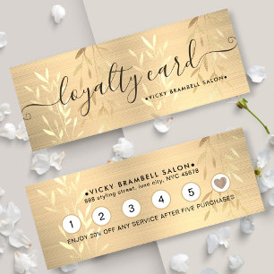 Elegante Delikate Gold Blätter mit gebürstetem Met Treuekarte