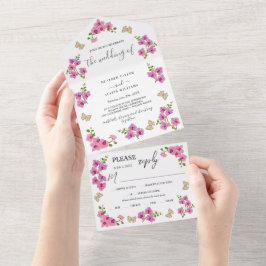 Elegante Delikate Lila Orchideen Bohemisch Botanis All In One Einladung