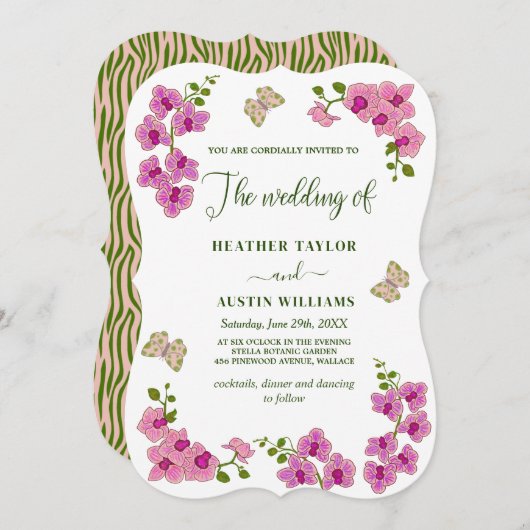 Elegante Delikate Lila Orchideen Bohemisch Botanis Einladung (Vorne/Hinten)