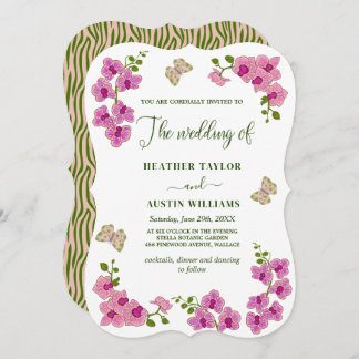 Elegante Delikate Lila Orchideen Bohemisch Botanis Einladung