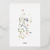 Elegante Delikate Wildblume Folieneinladung (Rückseite)