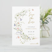 Elegante Delikate Wildblume Save The Date (Stehend Vorderseite)
