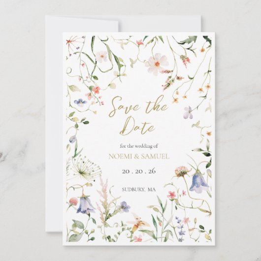 Elegante Delikate Wildblume Save The Date (Vorderseite)