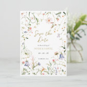 Elegante Delikate Wildblume Save The Date (Stehend Vorderseite)