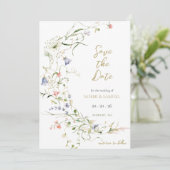 Elegante Delikate Wildblume Save The Date (Stehend Vorderseite)