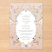 Elegante delikate Wildblume Wasserfarbe Hochzeit i Acryleinladungen (Vorderseite)