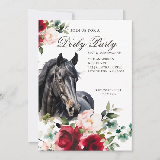 Elegante Derby-Party  Einladung (Vorderseite)