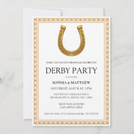 Elegante Derby-Party-Einladung mit goldenem Hufeis Einladung