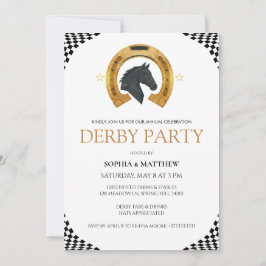 Elegante Derby-Party-Einladung mit goldenem Hufeis Einladung
