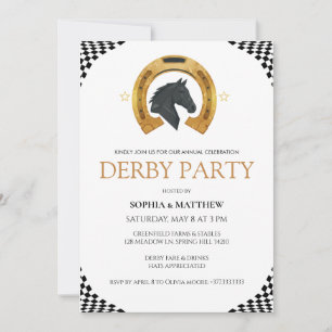 Elegante Derby-Party-Einladung mit goldenem Hufeis Einladung