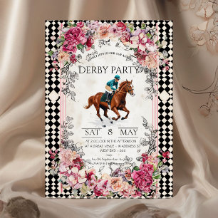Elegante Derby-Party-Einladung mit Pferderennen I Einladung