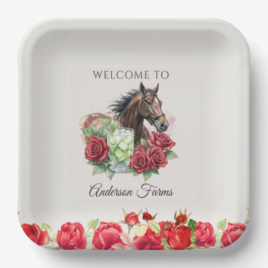 Elegante Derby-Party Pappteller (Vorderseite)