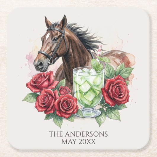 Elegante Derby-Party Rechteckiger Pappuntersetzer (Vorderseite)