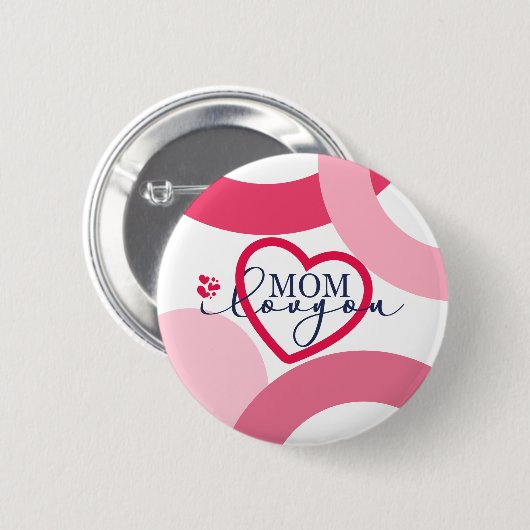 Elegante Design Text Mama I Liebe Sie mit Herz Button (Vorne & Hinten)