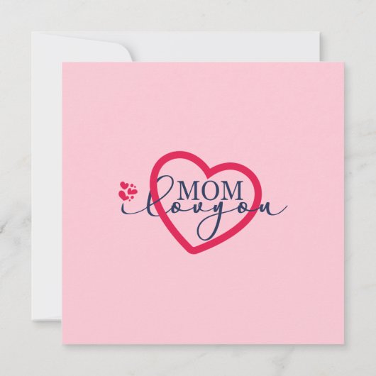 Elegante Design Text Mama I Liebe Sie mit Herz Dankeskarte (Rückseite)