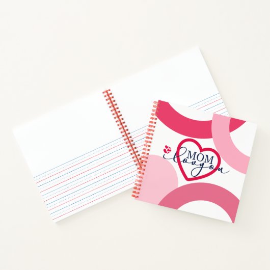 Elegante Design Text Mama I Liebe Sie mit Herz Notizblock (Innenseite)