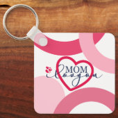 Elegante Design Text Mama I Liebe Sie mit Herz Schlüsselanhänger (Vorderseite)