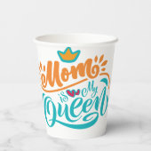 Elegante Design Typografie Mama ist meine Königin Pappbecher (Rückseite)