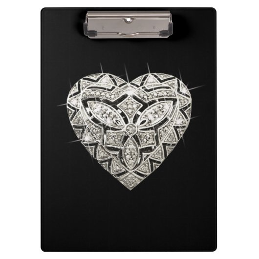 Elegante Designer Heart Clipboard Klemmbrett (Vorderseite)