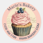 Elegante Dessert Baker Caterer Cupcake Bäckerei Runder Aufkleber (Vorderseite)