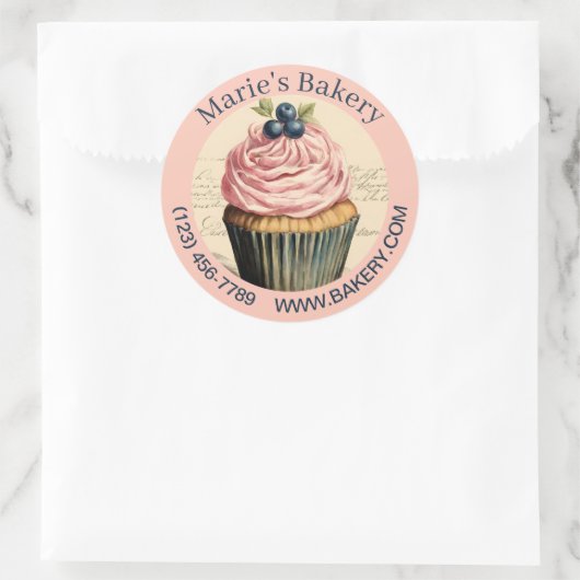Elegante Dessert Baker Caterer Cupcake Bäckerei Runder Aufkleber (Tasche)