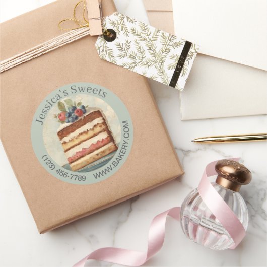 Elegante Dessert Baker Caterer Cupcake Bäckerei Runder Aufkleber (Schenken)