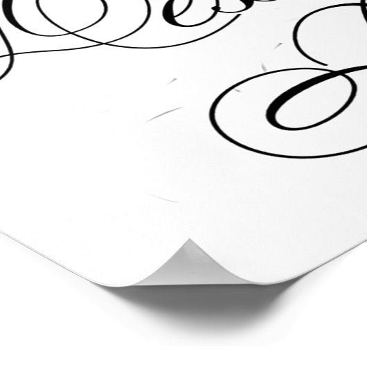 Elegante Dessert Bar Black Script | Horizontales Z Poster (Ecke)