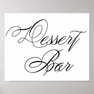 Elegante Dessert Bar Black Script Horizontales Z Poster