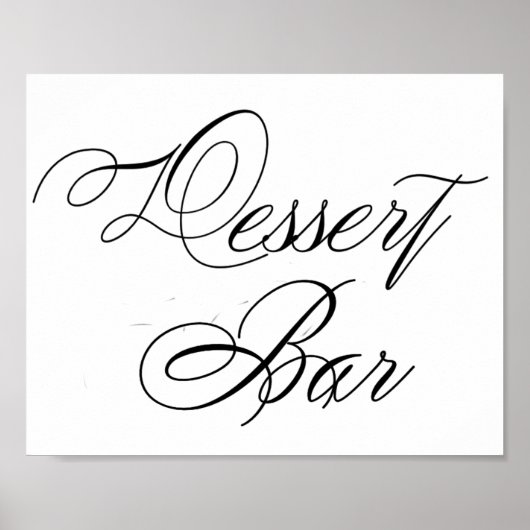 Elegante Dessert Bar Black Script | Horizontales Z Poster (Vorne)