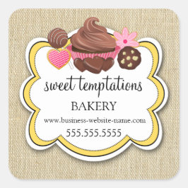Elegante Desserts Bäckerei Verpackung Quadratischer Aufkleber
