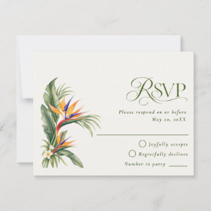 Elegante Destination Tropische Strandhochzeit RSVP Karte