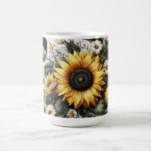 Elegante, detaillierte Sonnenblumen und Blumen Kaffeetasse (Mittel)
