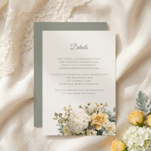 Elegante Details für eine Florale Gartenhochzeit Begleitkarte