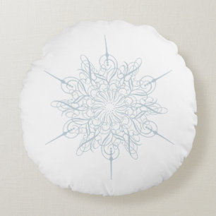 Elegante Details Ice Blue Snowflake Weihnachten Rundes Kissen