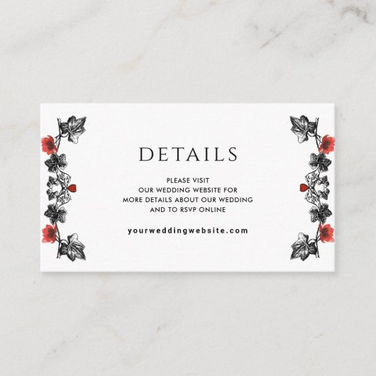 Elegante Details /oder andere Schwarz-Rot-Gotik-Ho Begleitkarte (Vorderseite)