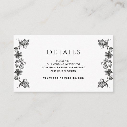 Elegante Details / oder andere Schwarze Flora Hoch Begleitkarte (Vorderseite)