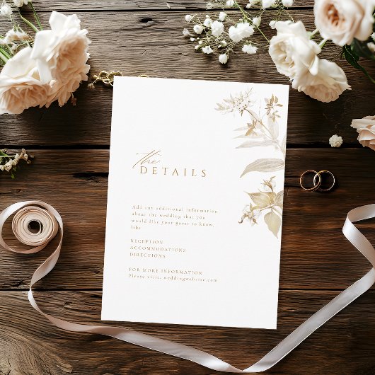 Elegante Details zu Botanischen Hochzeiten Begleitkarte